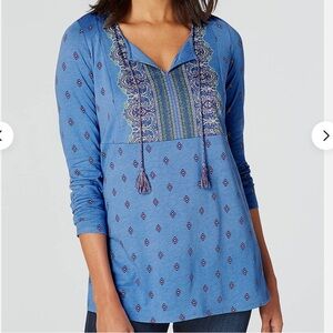NWT J. Jill Blue Boho Tunic Cottage core Size Small